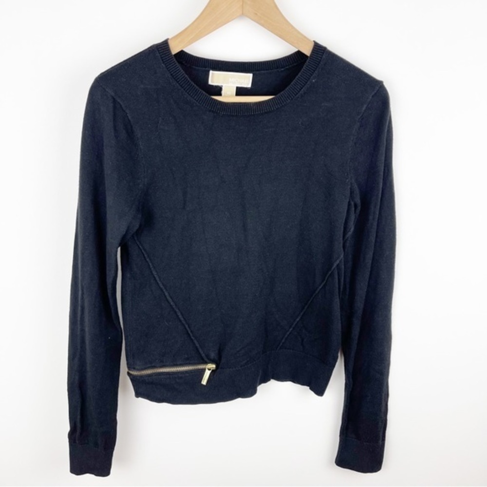 MICHAEL Michael Kors Black Pullover Sweater Zipper Detailing Size‎ Extra Small
